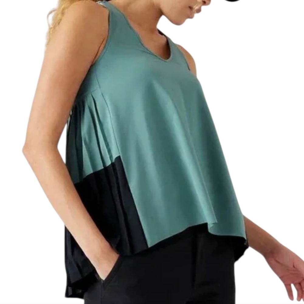 Athleta Pleated Tank Women 2X Green Yoga Athleisure